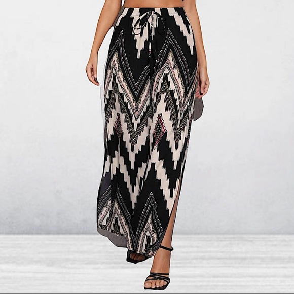 TRUBAL CHEVRON SPLIT LEG PANTS - Picture 5 of 7